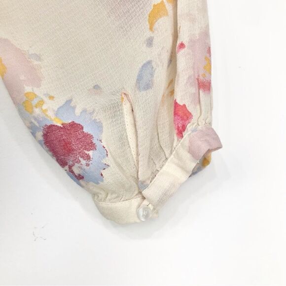 Lucky Brand Major Floral Cream Boho Peasant Festival Blouse - Picture 12 of 16